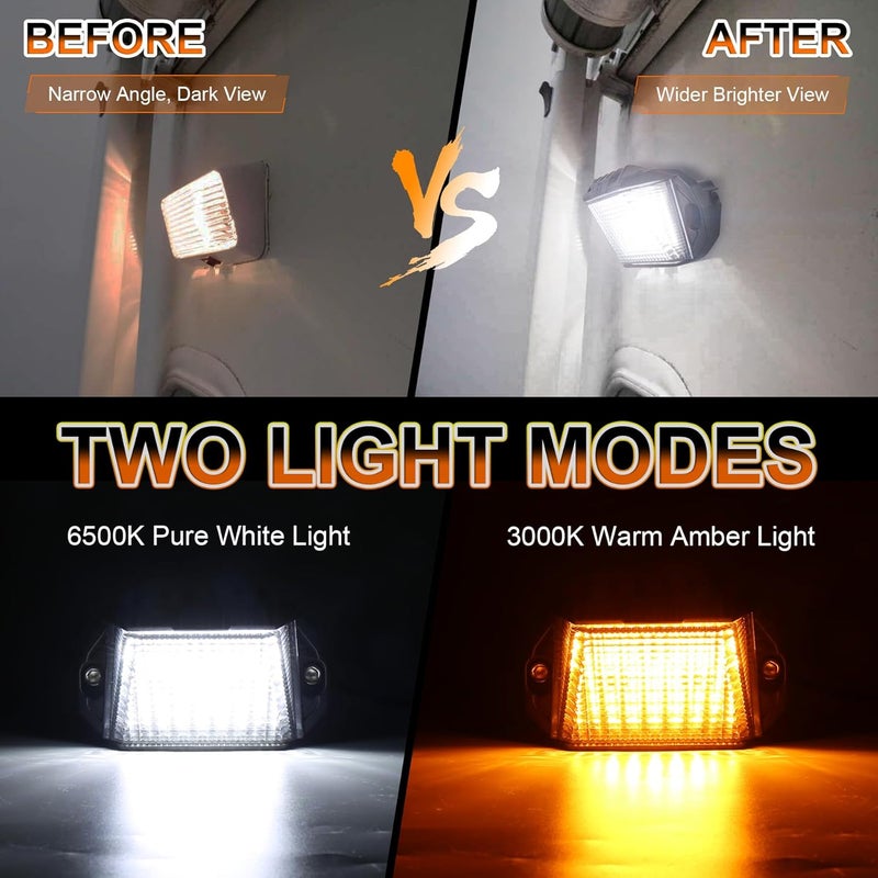 POVTOR RV Exterior LED Light, 39 LED Porch Lights With 1300LM White/1000LM Amber 12V Lights Replacement Kits for Trailers Campers - Image 3